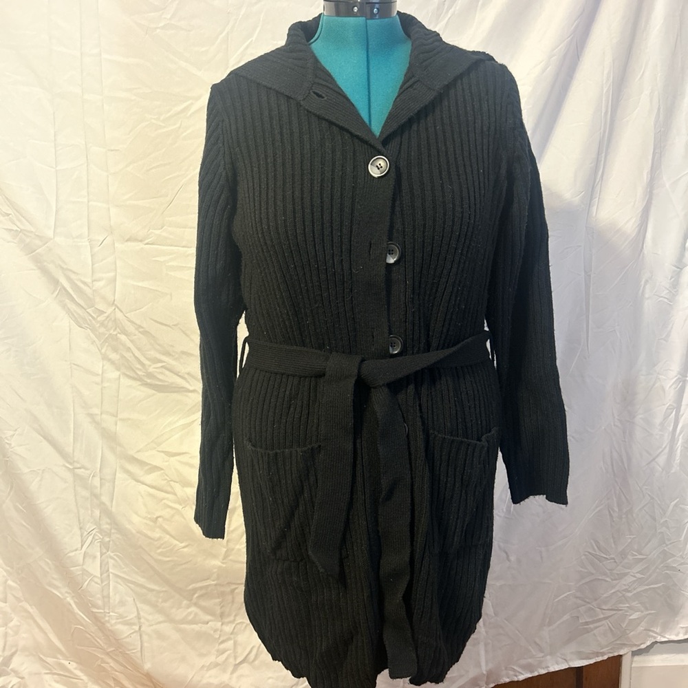 Carolyn Taylor Black Ribbed Cardigan